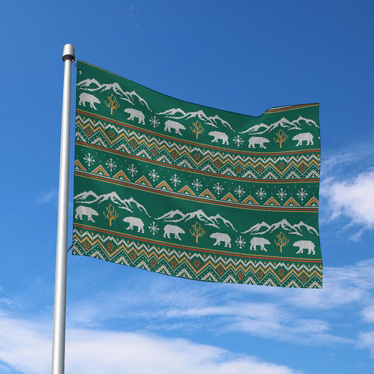 Polar Bear Knitted Pattern Print Polyester Flag