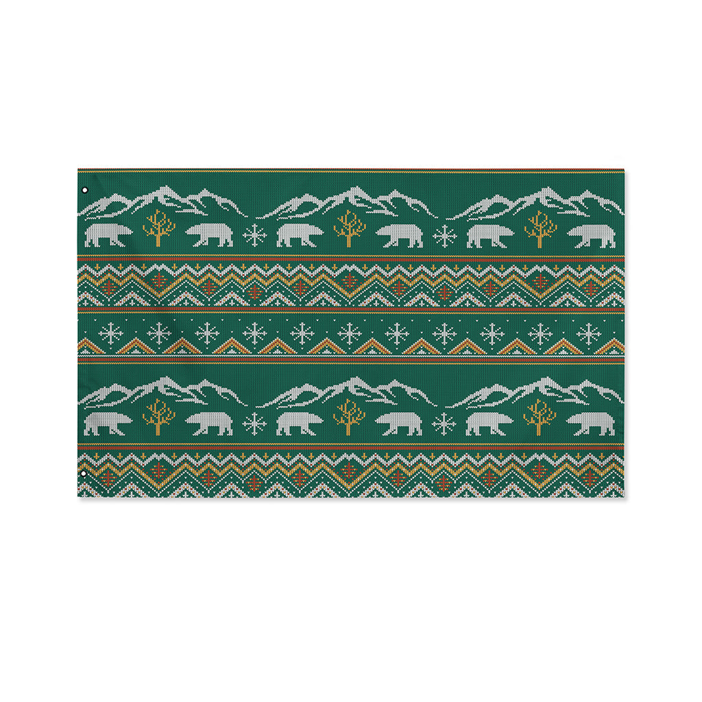 Polar Bear Knitted Pattern Print Polyester Flag
