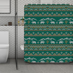 Polar Bear Knitted Pattern Print Polyester Shower Curtain