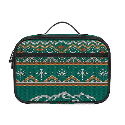 Polar Bear Knitted Pattern Print Portable Lunch Bag