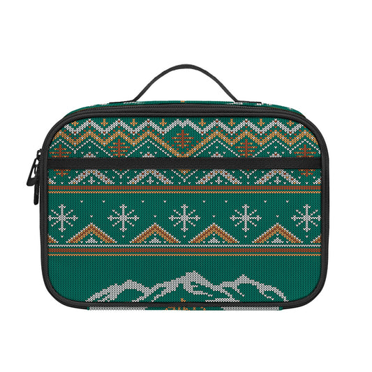 Polar Bear Knitted Pattern Print Portable Lunch Bag