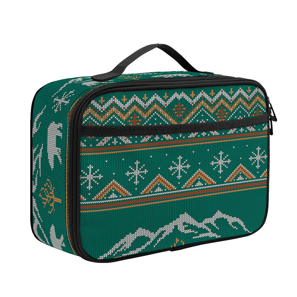Polar Bear Knitted Pattern Print Portable Lunch Bag