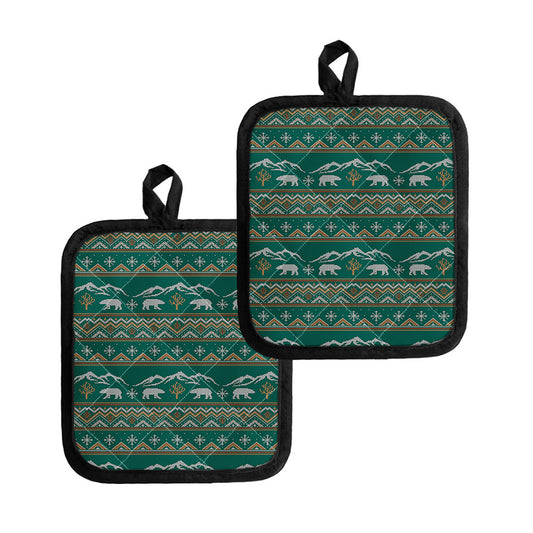 Polar Bear Knitted Pattern Print Pot Holders