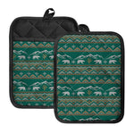 Polar Bear Knitted Pattern Print Pot Holders With Pocket