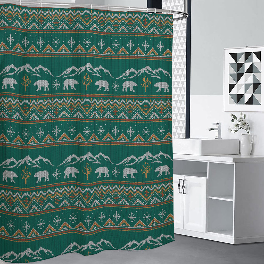 Polar Bear Knitted Pattern Print Premium Shower Curtain