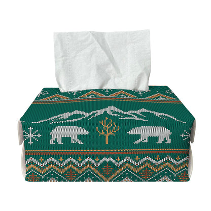 Polar Bear Knitted Pattern Print Rectangle Tissue Box Cover