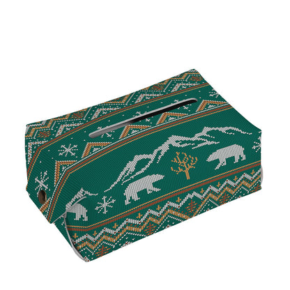Polar Bear Knitted Pattern Print Rectangle Tissue Box Cover