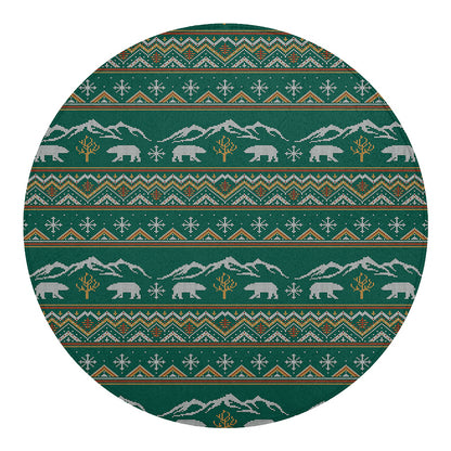 Polar Bear Knitted Pattern Print Round Blanket