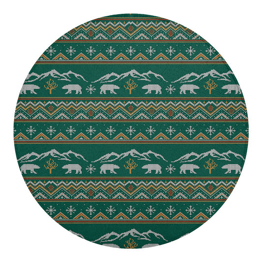 Polar Bear Knitted Pattern Print Round Blanket