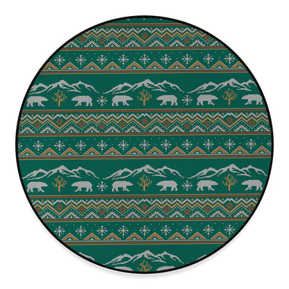 Polar Bear Knitted Pattern Print Round Floor Mat
