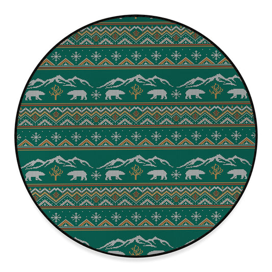 Polar Bear Knitted Pattern Print Round Floor Mat