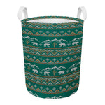 Polar Bear Knitted Pattern Print Round Laundry Basket