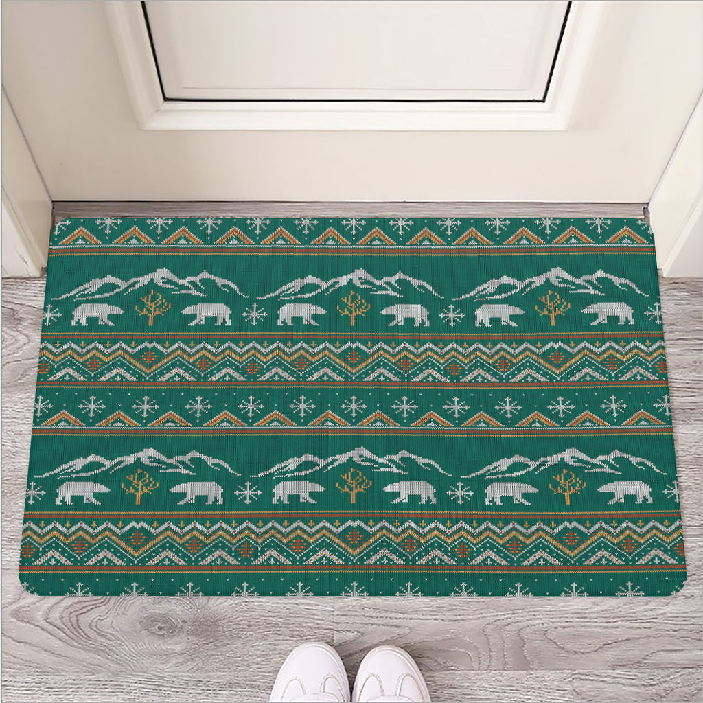 Polar Bear Knitted Pattern Print Rubber Doormat