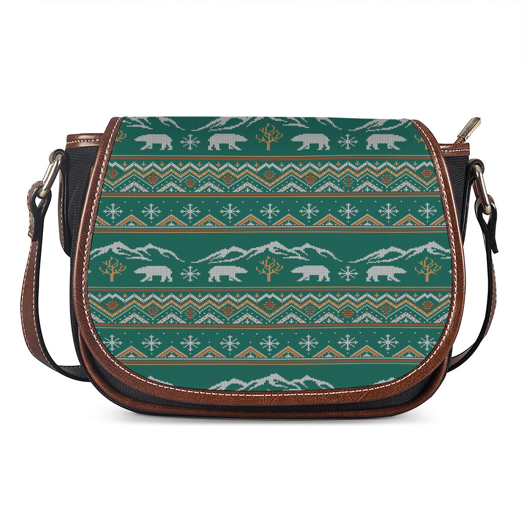 Polar Bear Knitted Pattern Print Saddle Bag