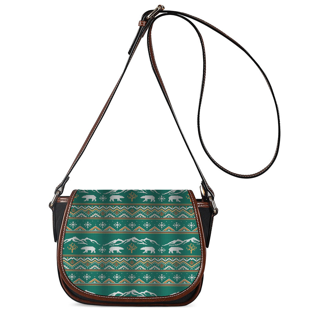 Polar Bear Knitted Pattern Print Saddle Bag