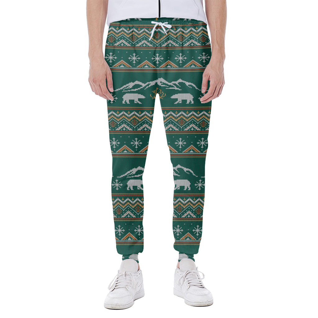 Polar Bear Knitted Pattern Print Scuba Joggers