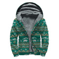 Polar Bear Knitted Pattern Print Sherpa Lined Zip Up Hoodie