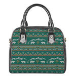 Polar Bear Knitted Pattern Print Shoulder Handbag