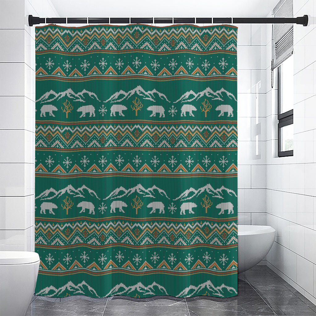 Polar Bear Knitted Pattern Print Shower Curtain