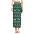 Polar Bear Knitted Pattern Print Side Slit Maxi Skirt