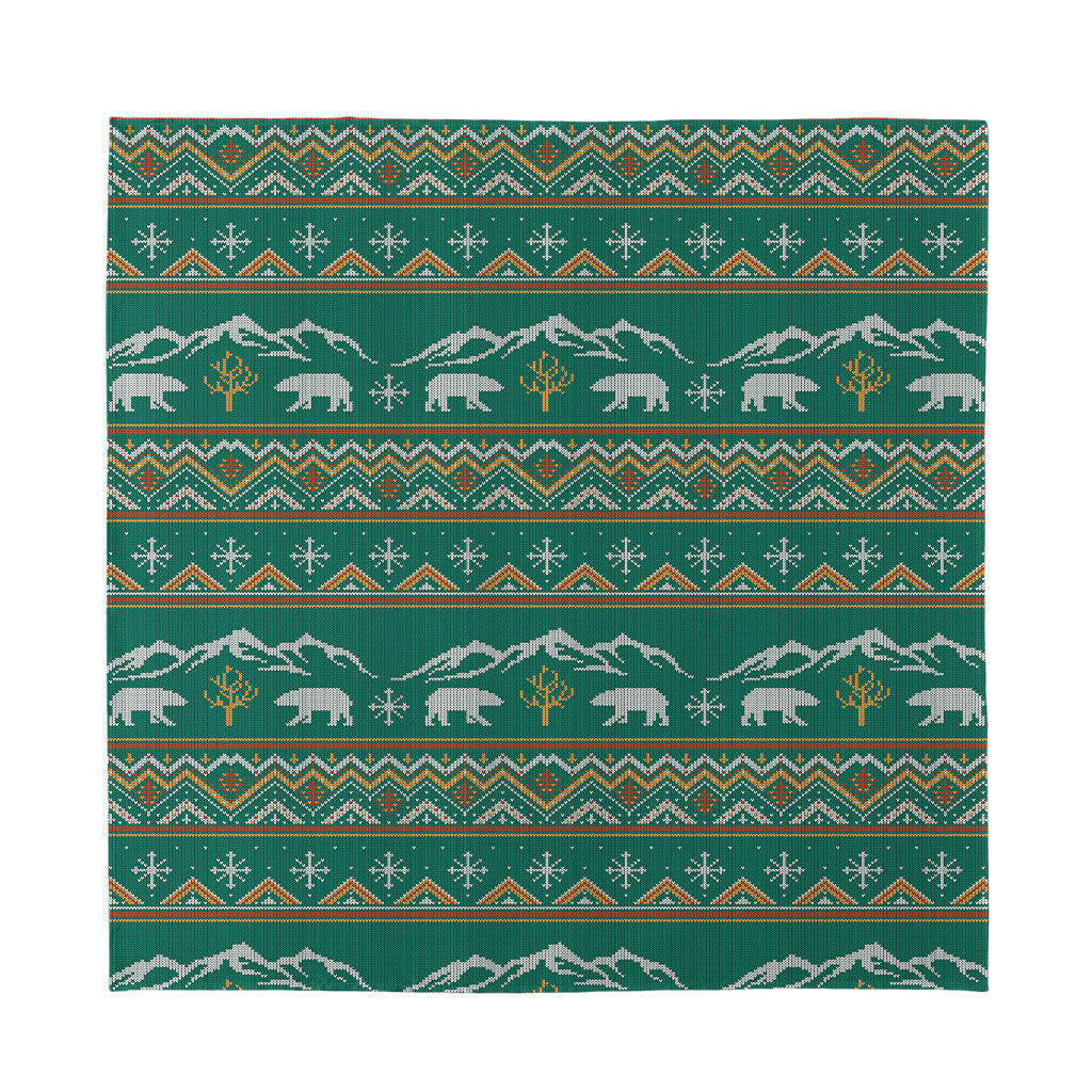 Polar Bear Knitted Pattern Print Silk Bandana