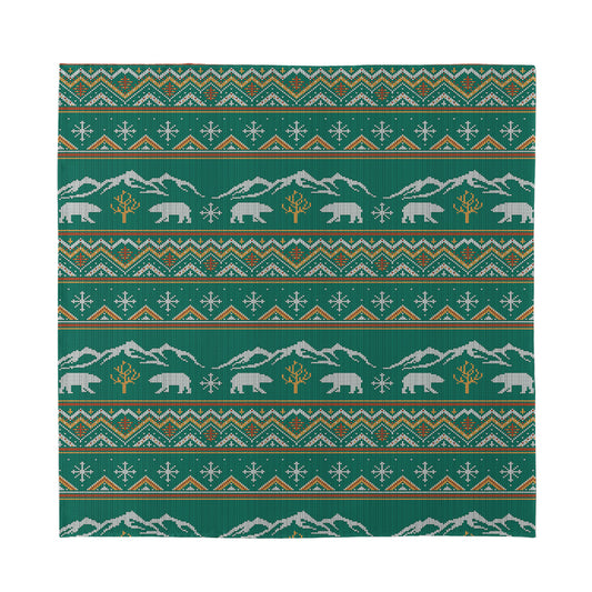 Polar Bear Knitted Pattern Print Silk Bandana