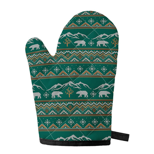 Polar Bear Knitted Pattern Print Single Oven Mitt