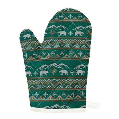 Polar Bear Knitted Pattern Print Single Oven Mitt