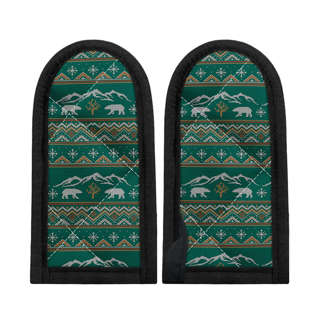 Polar Bear Knitted Pattern Print Skillet Handle Cover