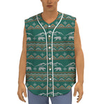 Polar Bear Knitted Pattern Print Sleeveless Baseball Jersey