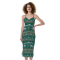 Polar Bear Knitted Pattern Print Slim Fit Midi Cami Dress