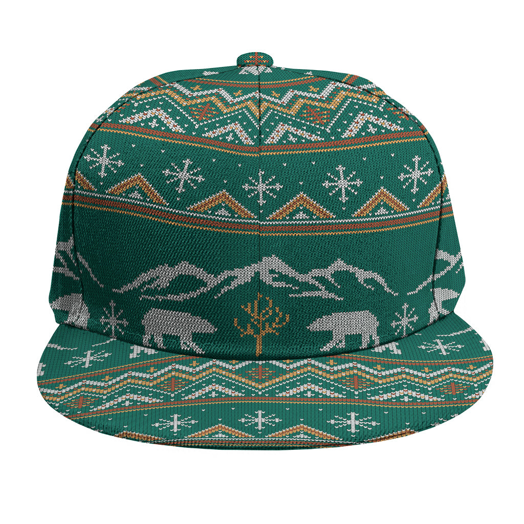 Polar Bear Knitted Pattern Print Snapback Cap