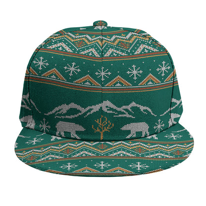 Polar Bear Knitted Pattern Print Snapback Cap