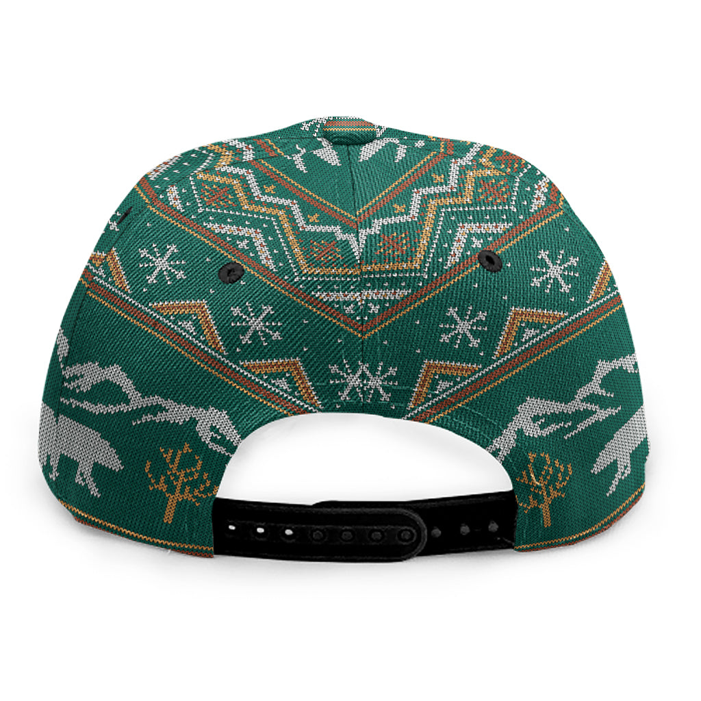 Polar Bear Knitted Pattern Print Snapback Cap