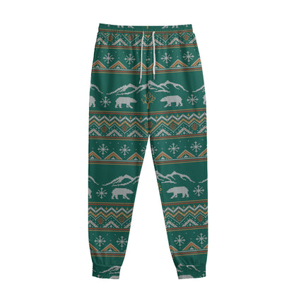 Polar Bear Knitted Pattern Print Sweatpants