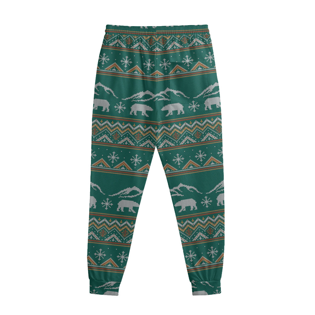Polar Bear Knitted Pattern Print Sweatpants