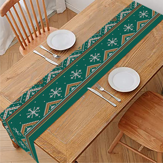Polar Bear Knitted Pattern Print Table Runner