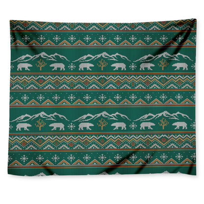 Polar Bear Knitted Pattern Print Tapestry