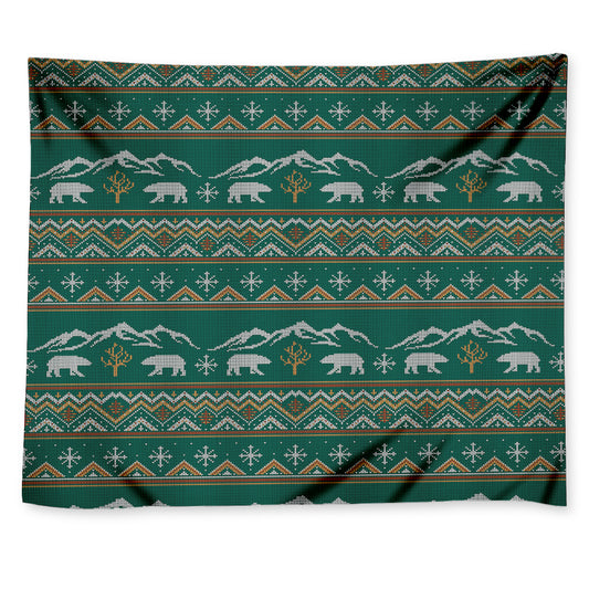 Polar Bear Knitted Pattern Print Tapestry