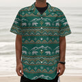 Polar Bear Knitted Pattern Print Textured Short Sleeve Shirt