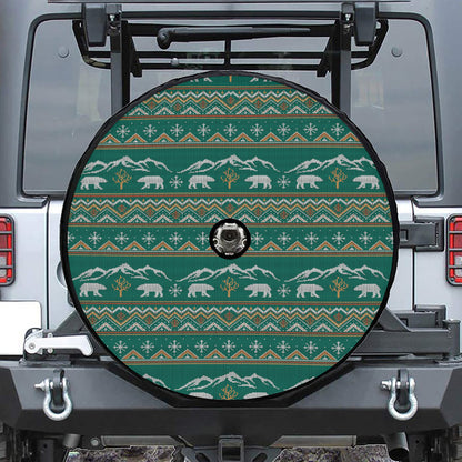 Polar Bear Knitted Pattern Print Tire Cover With Camera Hole