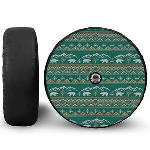 Polar Bear Knitted Pattern Print Tire Cover With Camera Hole