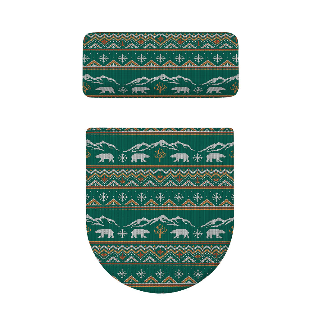 Polar Bear Knitted Pattern Print Toilet Lid And Tank Cover Set
