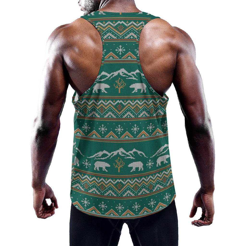 Polar Bear Knitted Pattern Print Training Tank Top