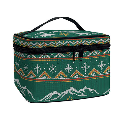 Polar Bear Knitted Pattern Print Travel Makeup Bag