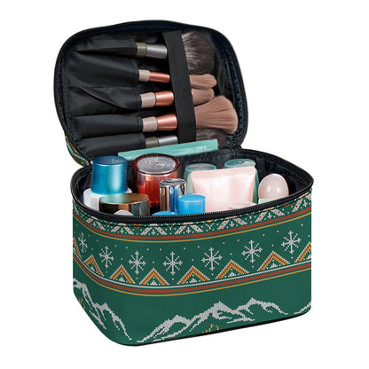 Polar Bear Knitted Pattern Print Travel Makeup Bag