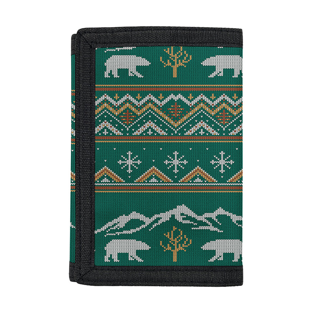 Polar Bear Knitted Pattern Print Trifold Wallet