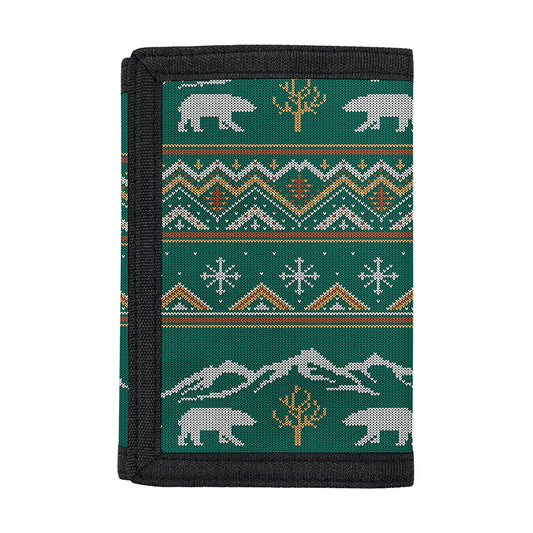 Polar Bear Knitted Pattern Print Trifold Wallet