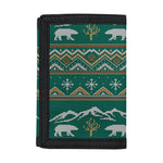 Polar Bear Knitted Pattern Print Trifold Wallet