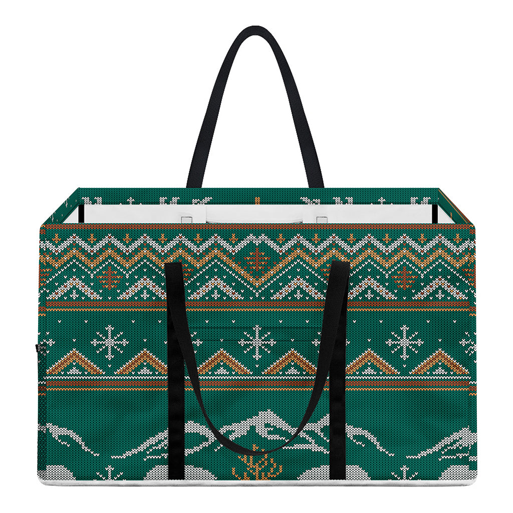 Polar Bear Knitted Pattern Print Utility Tote Bag